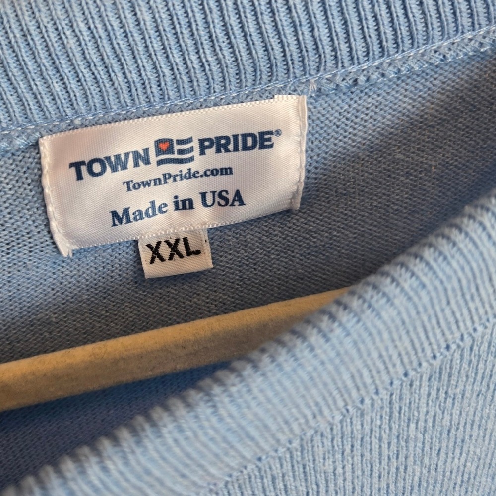 Town Pride USA Flag Crewneck Sweater Blue Knit American Patriotic July 4th XXL - Picture 4 of 5